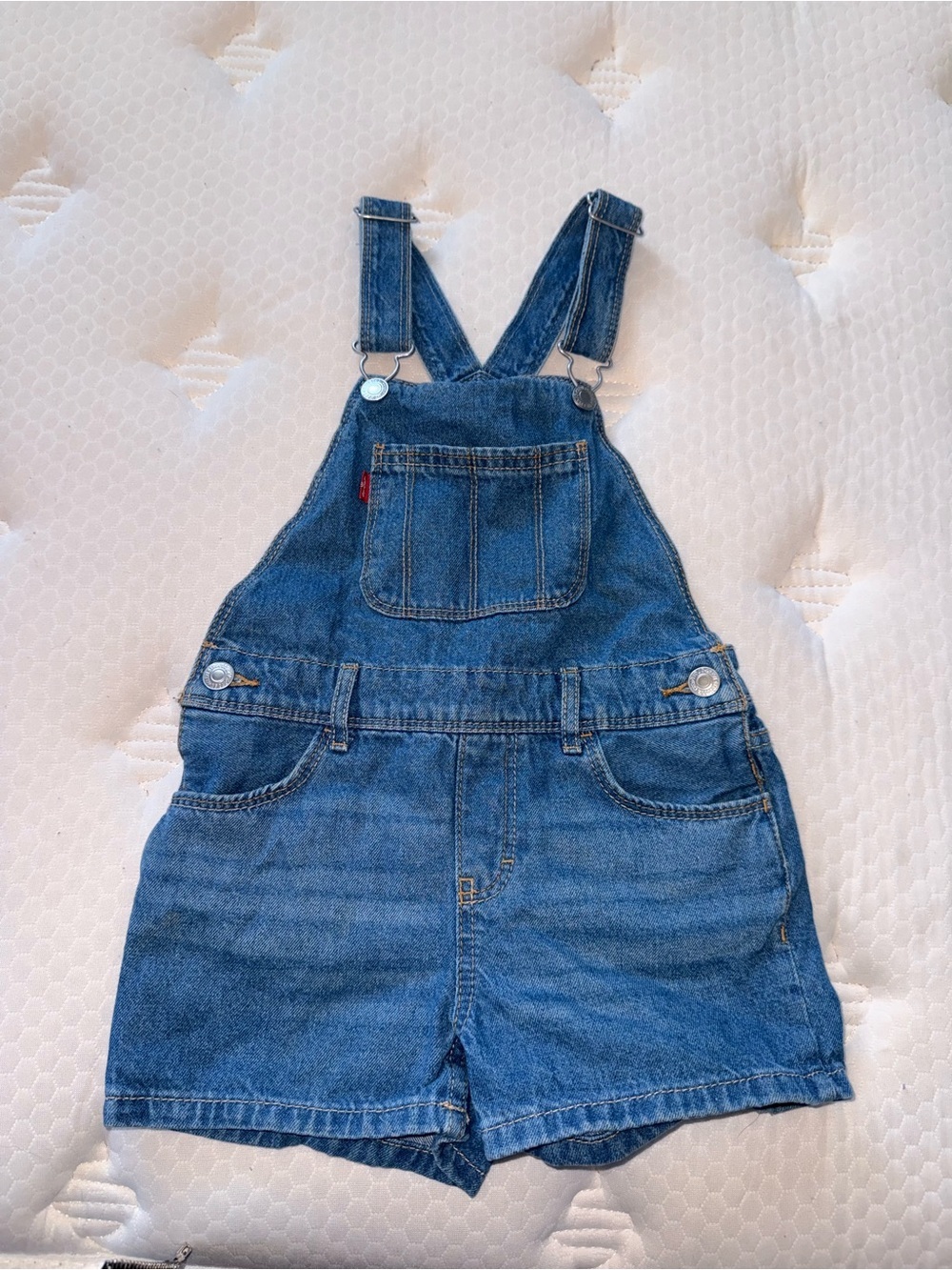 59. Kids Blue Denim Short Overalls - Unbranded